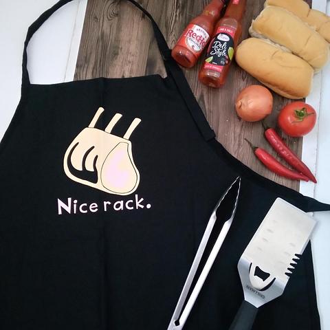 nice rack lamb bbq cook chef grill webber men dad grandad father's day unisex OSFM adult apron Moonlight Made