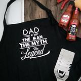 THE MAN THE MYTH THE LEGEND DAD GRANDAD POP UNCLE PERSONALISED BBQ grill webber cook chef sausage Snag Black OSFM unisex men dad grandad fathers day Adult apron Moonlight Made